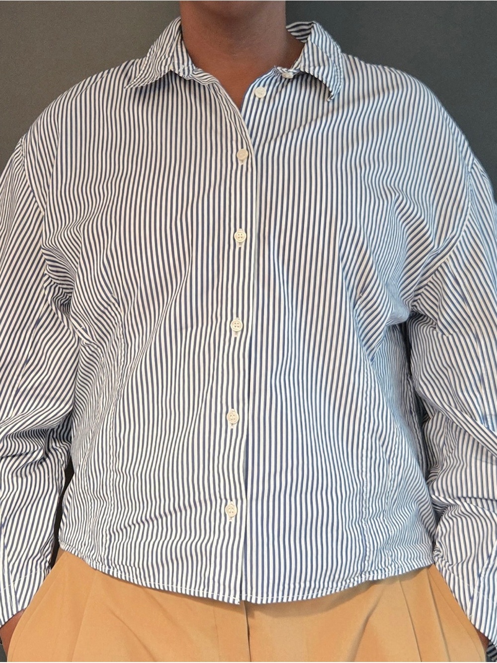 gap | organic cotton poplin barrel-sleeve cropped shirt | size: xxl tall